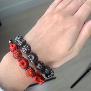 Studded Skull Bracelet Set